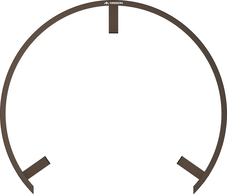 Dartboard light ring full front view isolated, showing 270-degree curved frame and mounting brackets for dartboard lighting setup