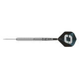 Full view of 90% tungsten dart isolated on white, highlighting knurled grip barrel and modern black flights