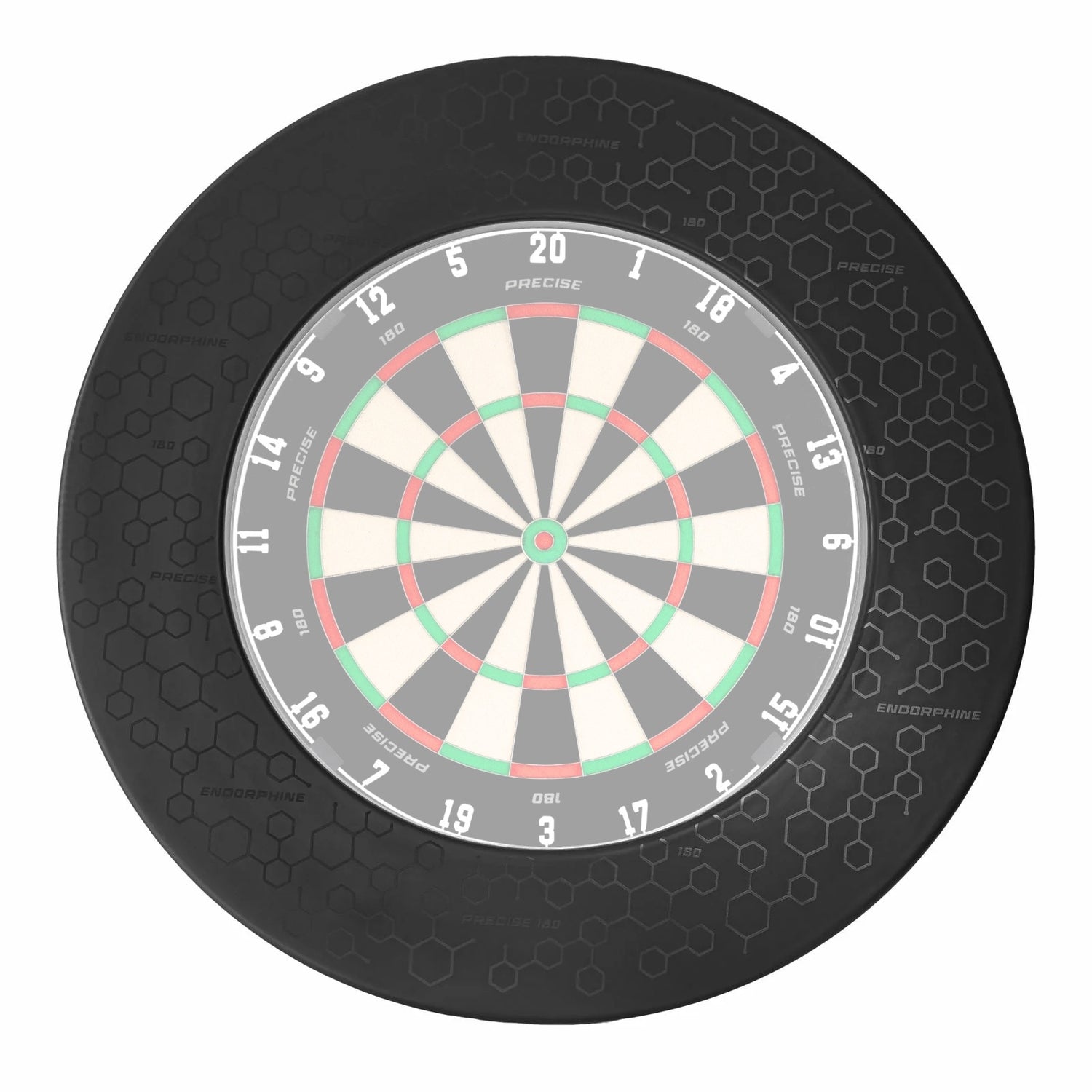 Precise 180 Pro Endorphine dartboard surround shown with a dartboard fitted