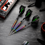 Red Dragon Razor Edge Spectron darts in a dartboard