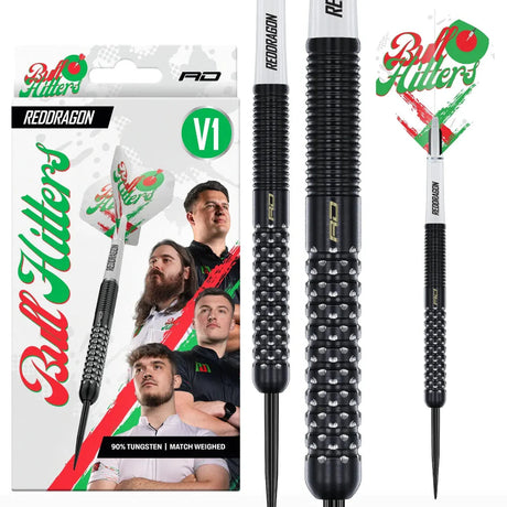 Full view of 90% tungsten darts with knurled grip, shown alongside retail packaging, ideal for competitive dart players