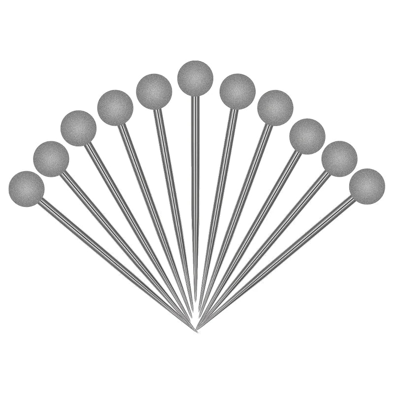 Set of 11 practice dart rings with round textured tops, fanned layout on white background for dart training precision