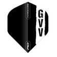 Red Dragon Gian van Veen GVV Black Logo No.2 dart flight upright on a white background
