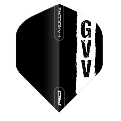 Red Dragon Gian van Veen GVV Black Logo No.2 dart flight upright on a white background