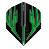 Hardcore Radical Green No.2 dart flight isolated on white, full view, with bold green and black graphic pattern
