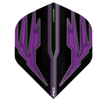 Hardcore Radical Purple No.2 dart flight full view, black and purple angular design, standard shape, isolated on white background