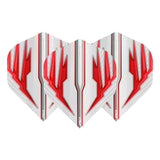 Three No.2 dart flights arranged on white background, highlighting red and white angular design for dart accessories