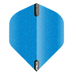 Blue hardcore XT No.2 dart flight shown full view on white background, highlighting geometric pattern and reinforced center strip