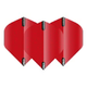 Set of three red No.2 dart flights arranged in a row on white background highlighting shape and durable construction