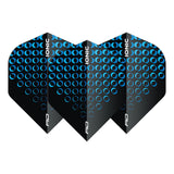 Set of three No.2 dart flights with blue circle design, standard shape, displayed side by side on white background