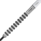Macro close-up of tungsten dart barrel highlighting precision ring grip and modern texture, ideal for dart players seeking enhanced control