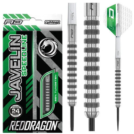 85% tungsten steel tip darts in retail packaging with close-up on grip rings, full barrel, and RD-branded flights