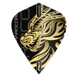 Red Dragon Jonny Clayton Gold Dragon Kite dart flight upright on a white background, black with gold dragon