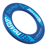 Angled view of blue Luke Humphries dartboard surround ring, showcasing bold 'Cool Hand' lettering and champion edition graphics.