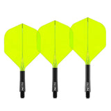 Set of three Nitro Flite black and yellow integrated dart flights with No.2 shape, full product view on white background