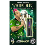 Peter Wright Corra 90% tungsten dart in retail packaging, steeltip 22 grams, visible color grip and barrel profile