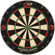 Tournament dartboard top-down view showing razor edge wiring, clear scoring zones, and vibrant sisal surface