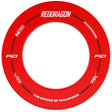 Top-down view of red dartboard surround ring, isolated on white background showing protective dartboard accessory details