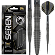 Steel tip tungsten darts set with black onyx finish, precision ring grip, and matching packaging, full view for dart players