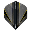 Red Dragon Seren Onyx No.2 dart flight upright on a white background, black and grey design with gold detail