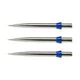 Three silver dart points with blue collars displayed side by side on white background for replacement or upgrade