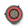 Scolia Home 1 Flex automatic scoring system with the Scolia Spark light ring lit red around a dartboard