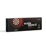 Scolia Home 2 automatic dart scoring system packaging shown at an angle, boxed set isolated on white background