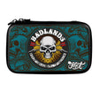 Shot Badlands Tactical two-set dart case in blue with skull artwork, shown closed on a white background