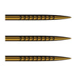 Shot Badlands Tracks steel tip dart points in Gold Ti, three shown on a white background