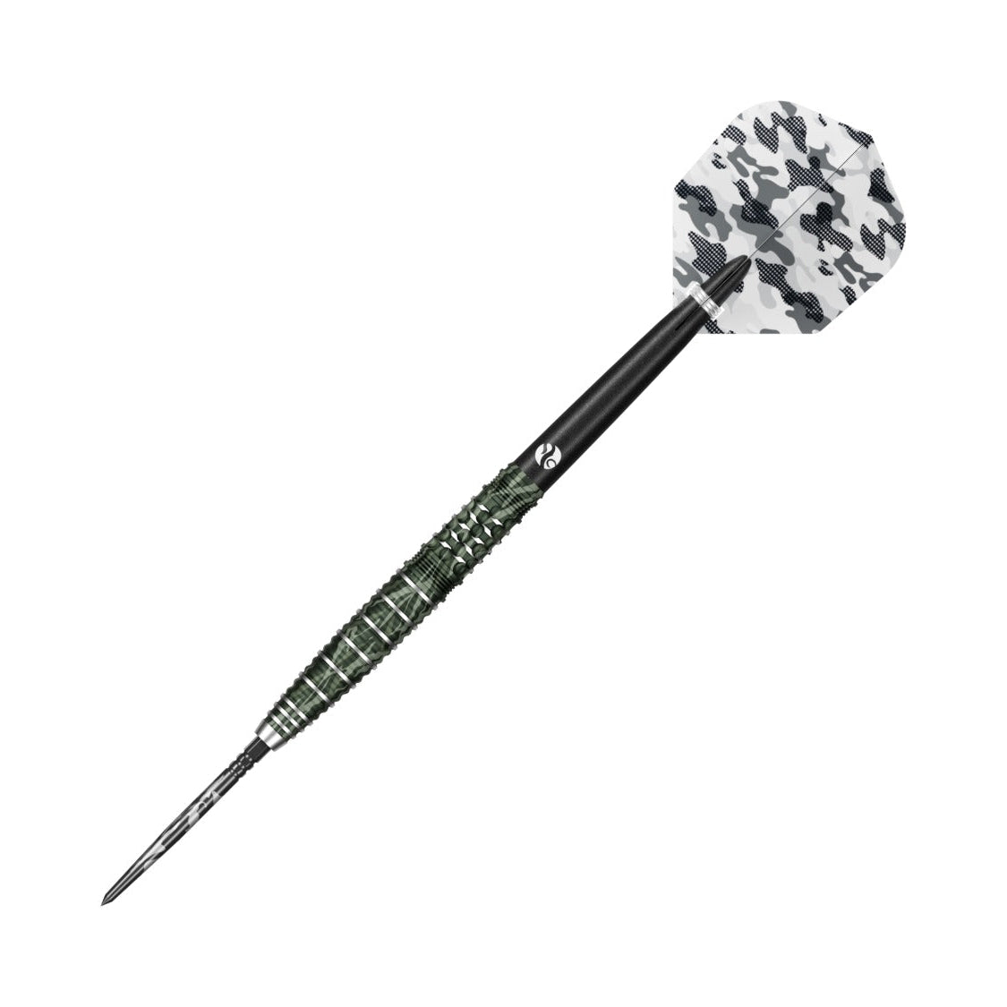 Shot Camo Ghillie Turbo Point 90% tungsten darts – angled view of the full darts