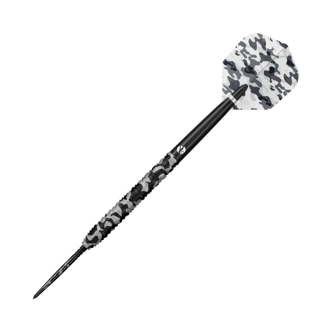 Shot Camo Polar Turbo Point 90% tungsten darts – angled view of the full darts