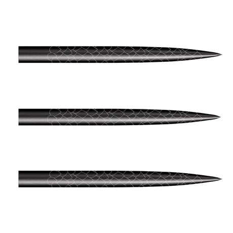 Shot Future Knights steel tip dart points, three shown on a white background