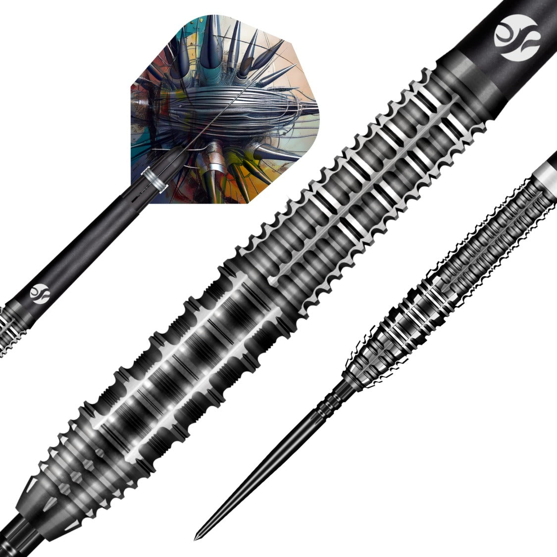 Shot Gnarly Rippah Turbo Point 90% tungsten darts – close-up of the barrel and grip
