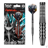Shot Gnarly Rippah Turbo Point 90% tungsten darts – packaging, full dart and barrel close-up