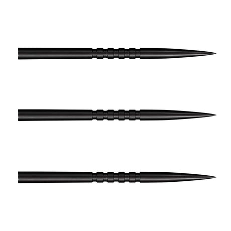 Shot Grip steel tip dart points in black, three shown on a white background with the ringed grip section