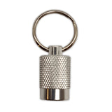 Keyring dart sharpener with knurled metal grip and compact design isolated on white background for steel tip dart maintenance