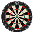 Full view bristle dartboard with staple-free wiring, crisp numbers, and high-contrast scoring zones on white background