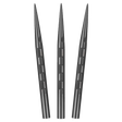 Three Shot Roman Empire steel tip dart points fanned tip-up on a white background