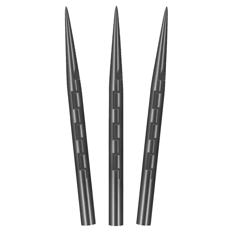 Three Shot Roman Empire steel tip dart points fanned tip-up on a white background