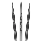 Three Shot Roman Empire steel tip dart points fanned tip-up on a white background