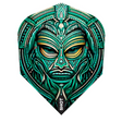 Shot Tribal Weapon Toki No.6 dart flight upright on a white background, teal and black tribal artwork