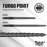 Shot Turbo RS steel tip dart points – black 30mm and 40mm sizes