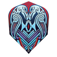 Viking Raven Blue No.6 dart flight full view featuring intricate Norse raven design and bold blue pattern, isolated on white background