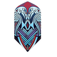 Close-up of Viking Raven blue slim dart flight with intricate tribal artwork, isolated on white background