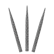 Three steel tip dart points with superfine cinder grip pattern, isolated on white background, showcasing precision-engraved surface