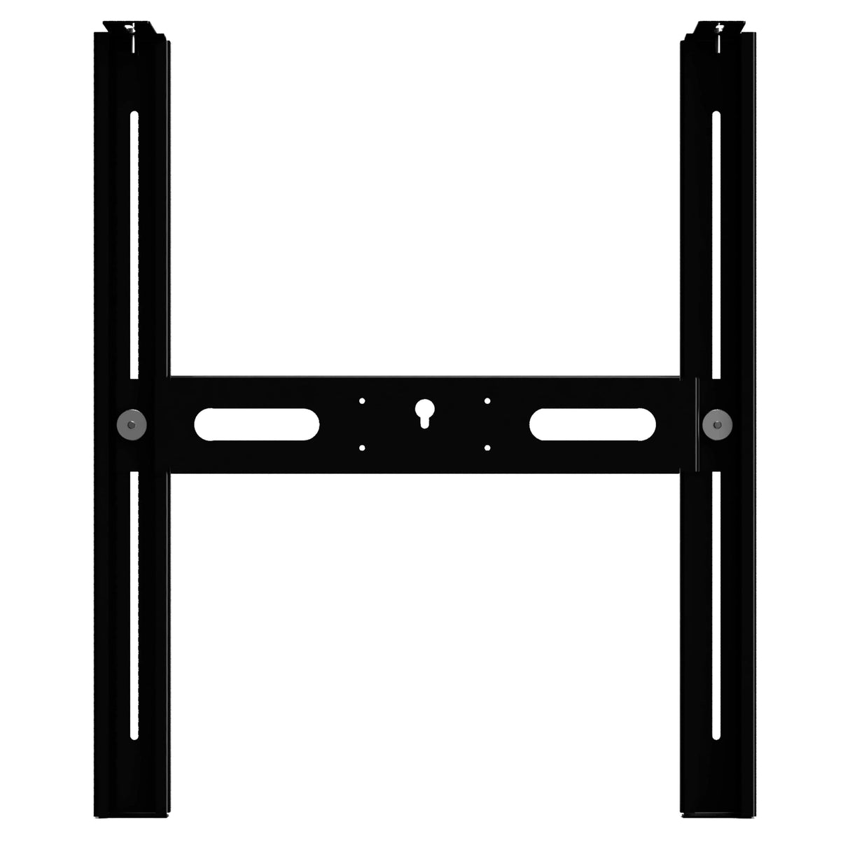Full view dartboard door hanger bracket with keyhole mounting slots and adjustable rails on white background