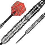 Shot Warrior Taiaha Turbo Point 90% tungsten darts – close-up of the barrel and grip