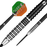 Shot Willie O'Connor Magpie Turbo Point 90% tungsten darts – close-up of the barrel and grip