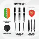 Shot Willie O'Connor Magpie Turbo Point 90% tungsten darts – box contents
