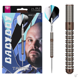 Target Adam Lipscombe G1 90% tungsten Swiss Point darts – retail packaging with the full dart and a barrel close-up